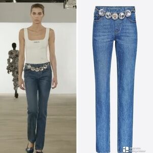 AREA NYC women jumbo crystal blue Jean SS24 runway NWT